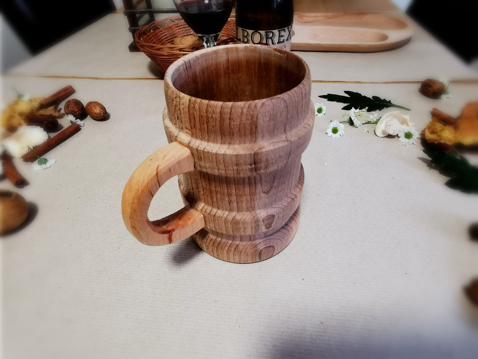 Wooden Beer mug Wooden Beer Fest Mug, Vintage Style Mug, Rustic Beer Mug Wooden Beer Mugs, Top Grade Natural Handmade Drink ware with Handle for Drinking Tea Coffee Wine Beer Hot Drinks for Men/Women