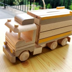 Wooden Truck Toy with piggy bank - Kids Toy Truck Handmade - Push and Play Toy Wooden Toys Kids - Start Saving Money with this Truck Personalized Wood Toy Car, Personalized Toy Gift, Baby Shower Gift
